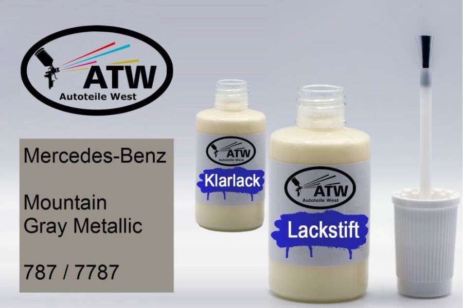 Mercedes-Benz, Mountain Gray Metallic, 787 / 7787: 20ml Lackstift + 20ml Klarlack - Set, von ATW Autoteile West.